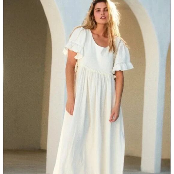 FREE PEOPLE Free-est La Vie Maxi Dress Ivory Cream Sz S {3N39} - Picture 3 of 10